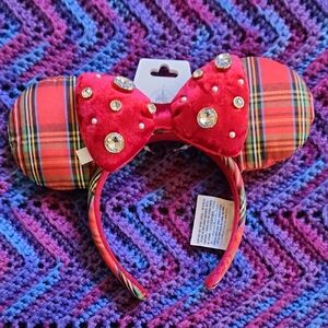 Disney Red Plaid Minnie Mouse Ears Headband